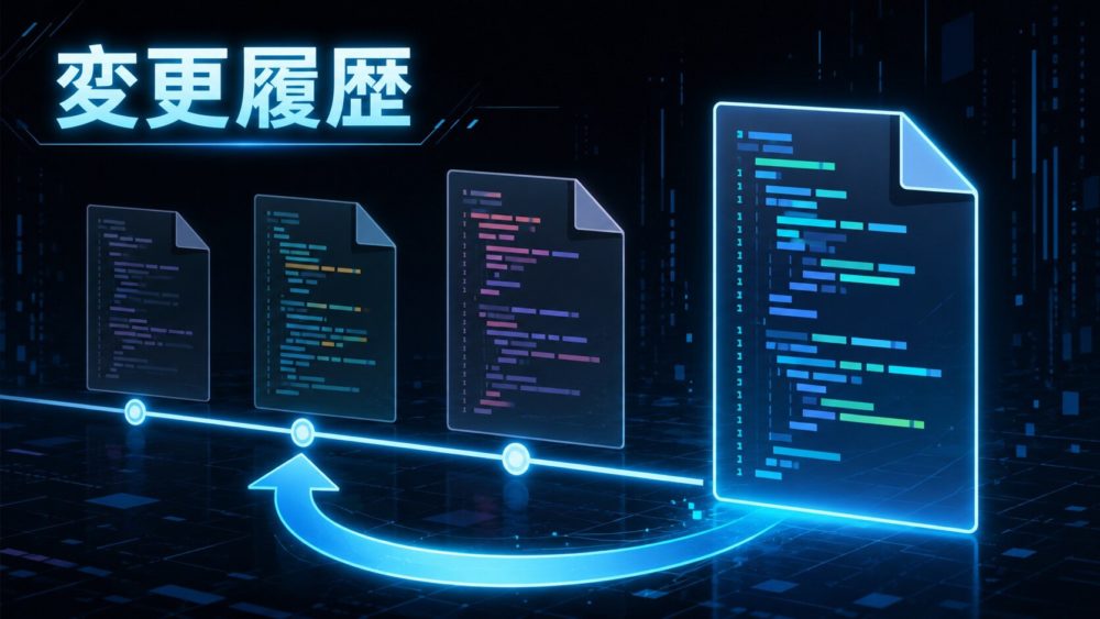 Gitでファイルの変更履歴を記録するイメージ