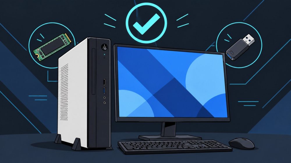 SSDなしのESPRIMOがWindows 11 Proの認証済みPCになる説明図