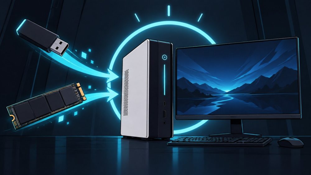 SSD取り付けからWindows 11 Pro認証まで完了したESPRIMOのまとめ図