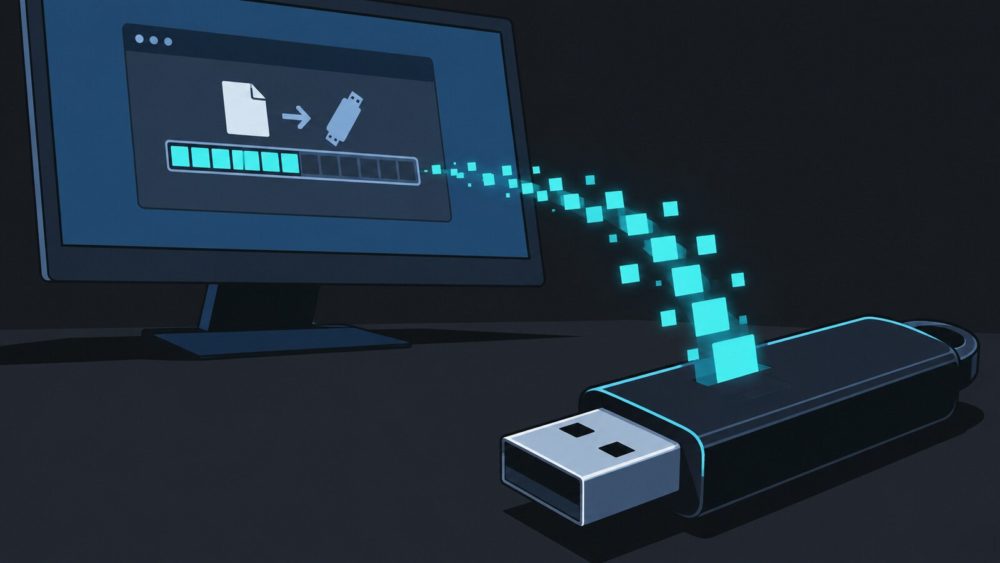 Windows PCで公式ツールを実行しインストールUSBを作る説明図